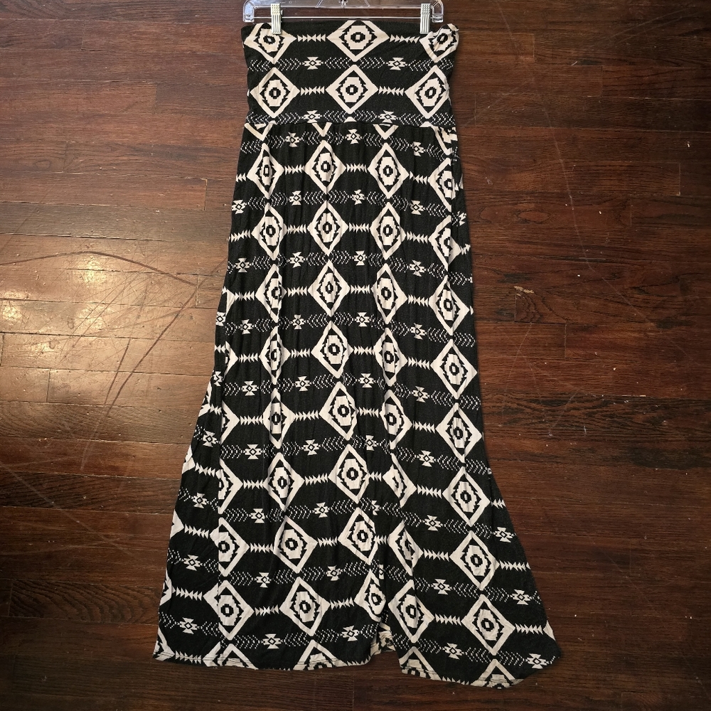 Deb Boho Strapless Maxi Dress Black and White Diamond size 1x